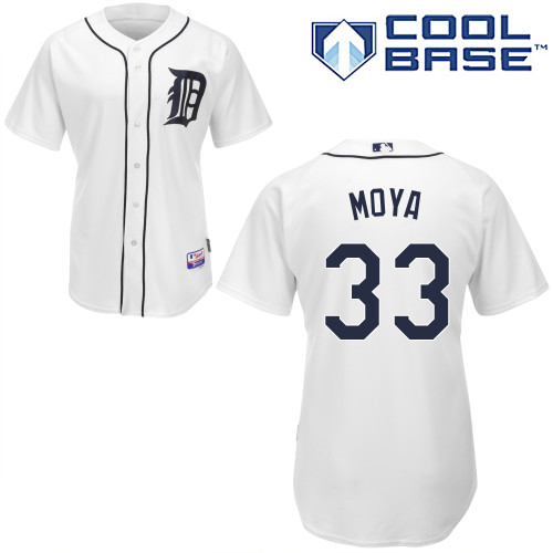Steven Moya #33 MLB Jersey-Detroit Tigers Men's Authentic Home White Cool Base Baseball Jersey